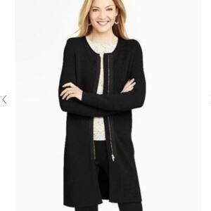 Talbots 100% Merino Wool Sweater Topper Black Size Petite